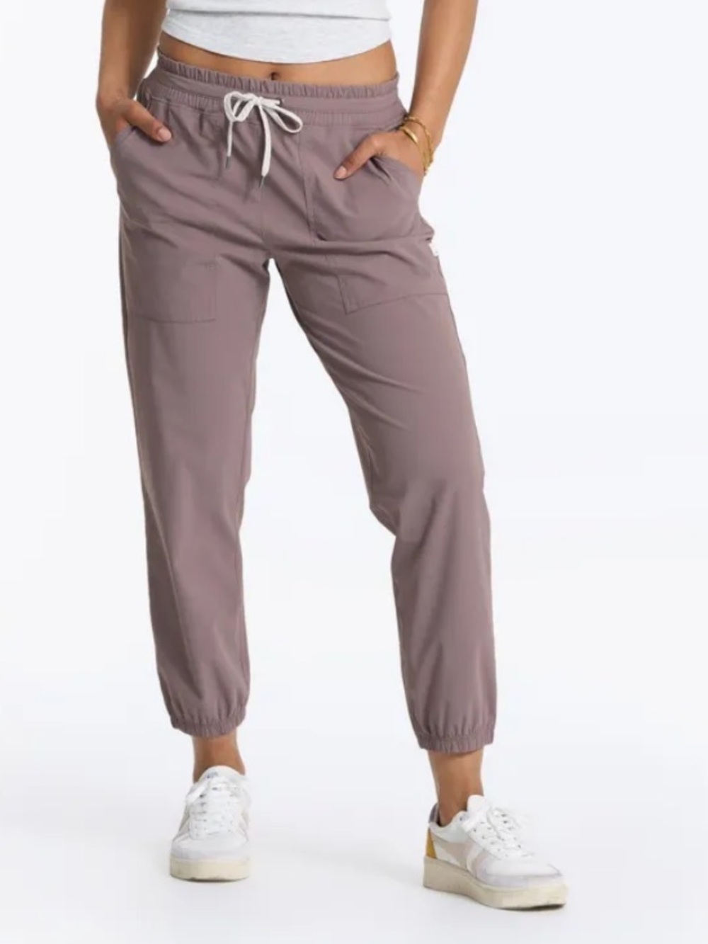 VUORI Miles Jogger Pants Women’s Large Hazel Brown Drawstring Ankle Pockets